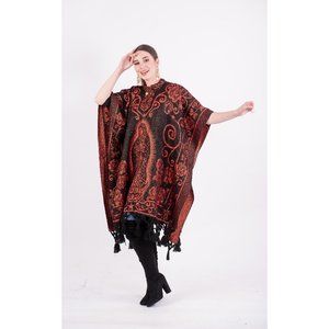 Mexican Our Lady of Guadalupe Poncho Orange Black